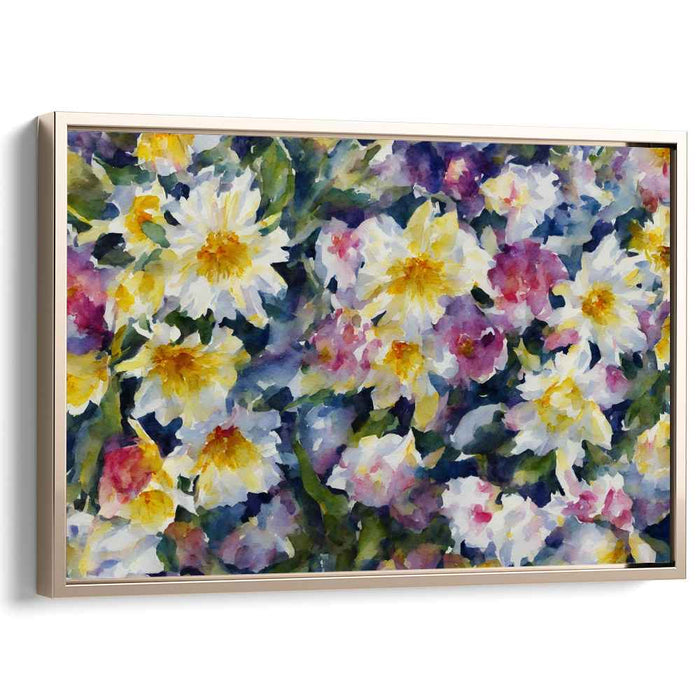 Blossoms Dance on Watercolor Dreams: Impressionist Floral Watercolor Canvas Art Print