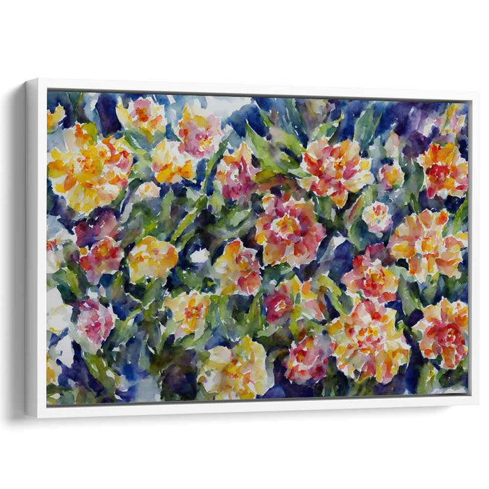 Blooming Dreams Palette: Vibrant Watercolor Floral Canvas Art Print