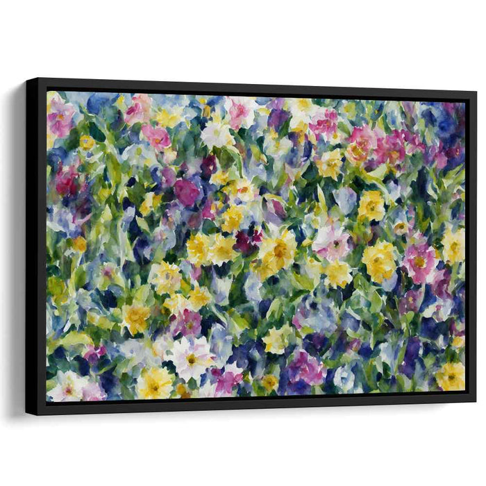 Whimsical Blooms Dance On Paper: Vibrant Watercolor Garden Canvas Art Print