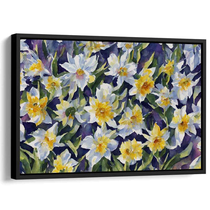 Springtime Melody Blossom Symphony: Watercolor Daffodils Flourish Canvas Art