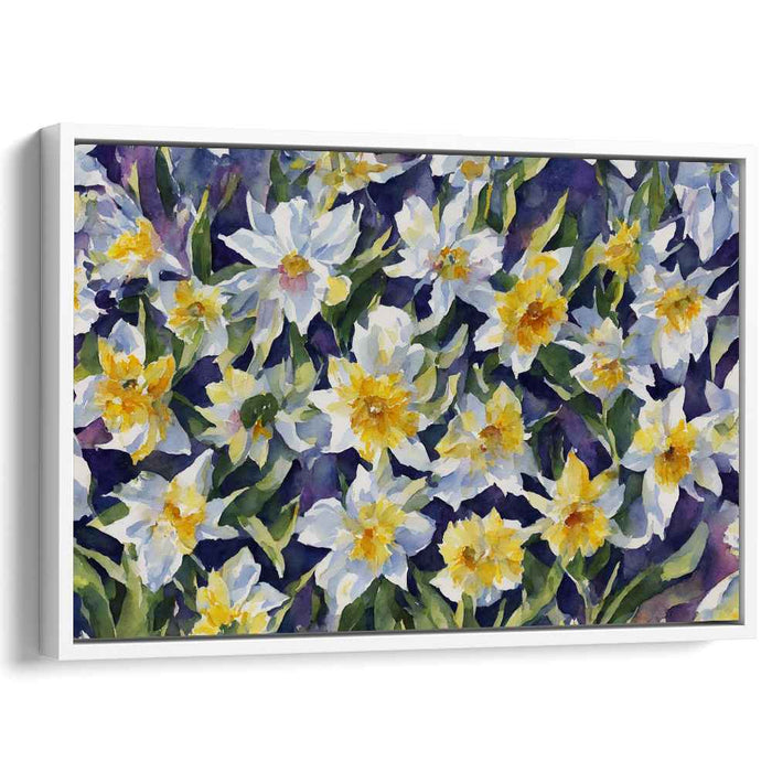 Springtime Melody Blossom Symphony: Watercolor Daffodils Flourish Canvas Art
