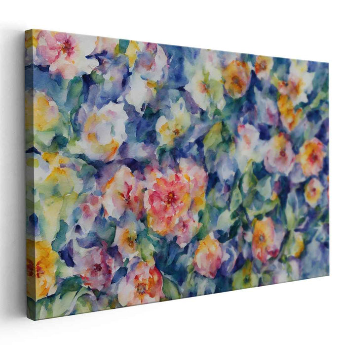Blossom Ballet Symphony: Watercolor Garden Canvas Art Print