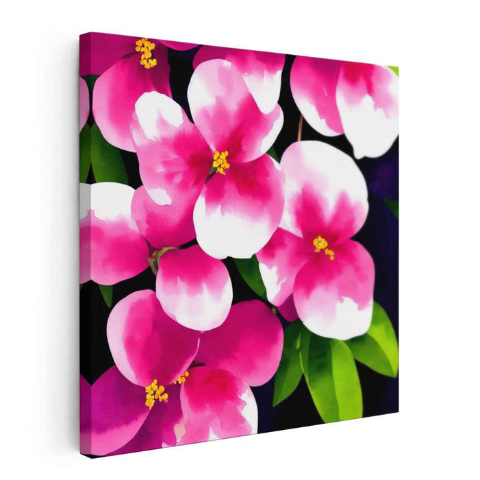 Blooming Echoes Dance: Vibrant Floral Watercolor Canvas Art Print