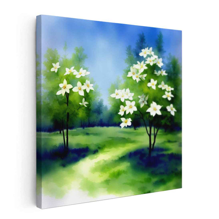 Emerging Green Canopy: Springtime Forest Canvas Art
