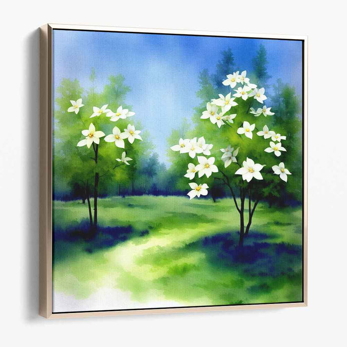Emerging Green Canopy: Springtime Forest Canvas Art