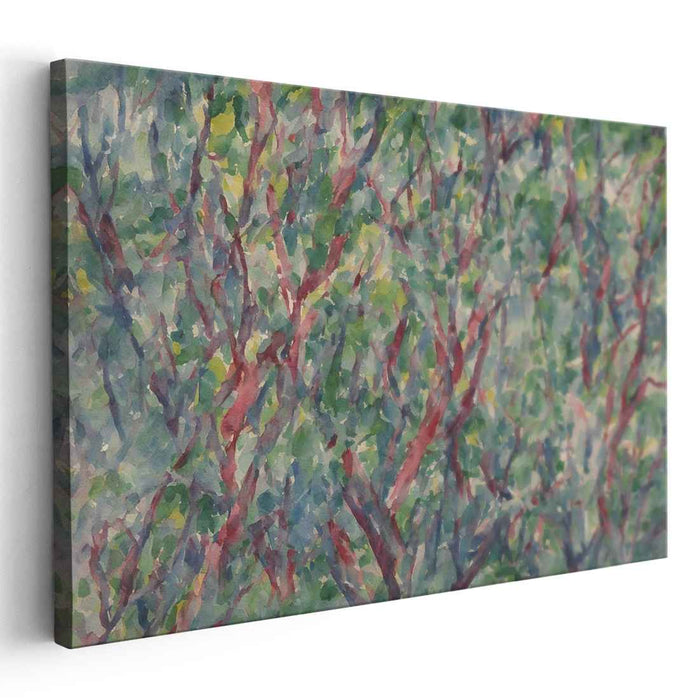 Lush Abstract: Vibrant Branches in Impressionistic Greenery Canvas Art