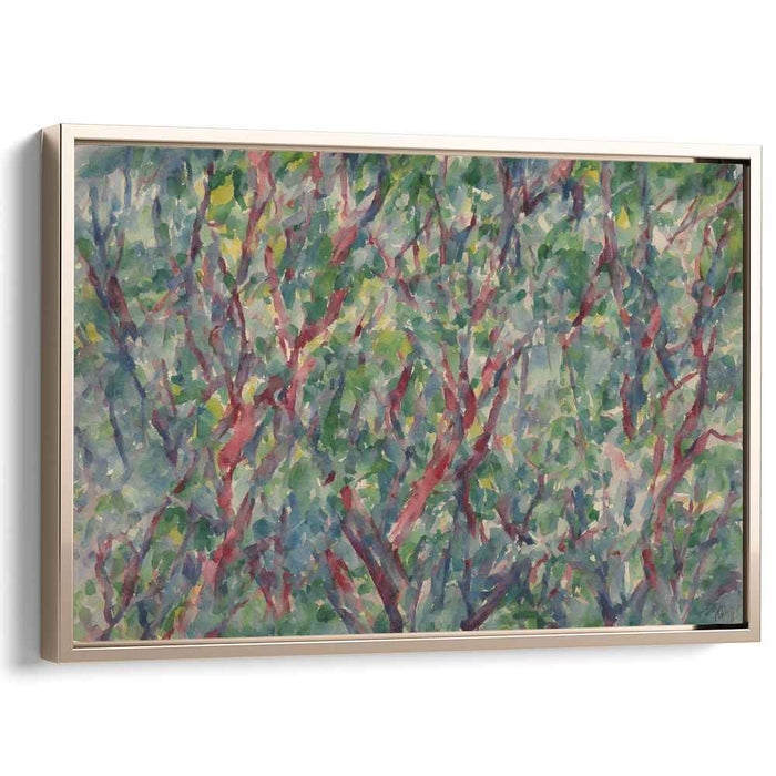 Lush Abstract: Vibrant Branches in Impressionistic Greenery Canvas Art
