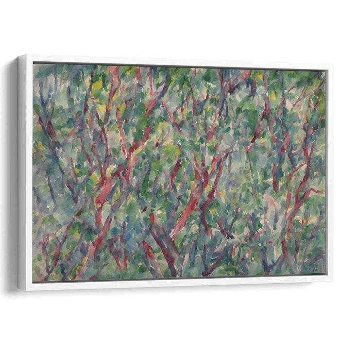 Lush Abstract: Vibrant Branches in Impressionistic Greenery Canvas Art