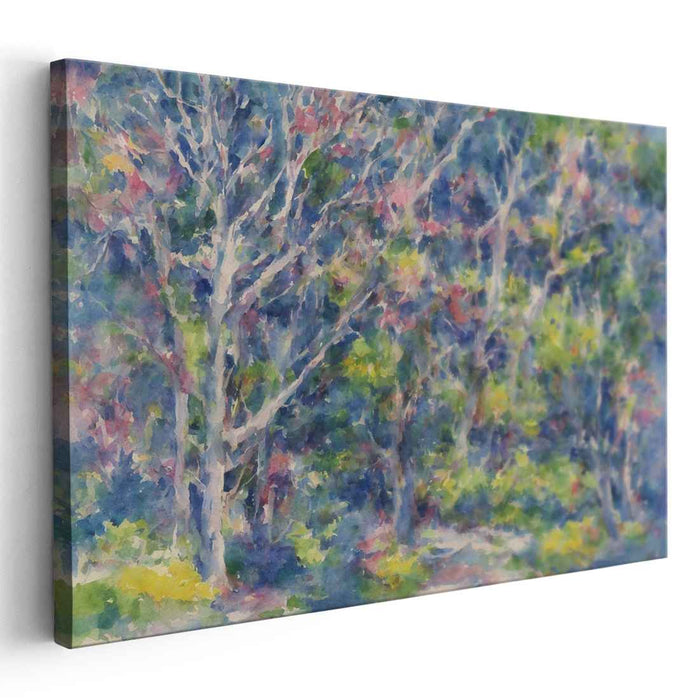Whispers Of Misty Moors: Impressionist Watercolor Landscape Canvas Art Print