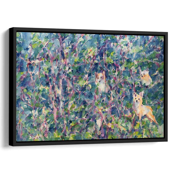 Whimsical Foxes: Enchanted Forest Watercolor Canvas Art Print