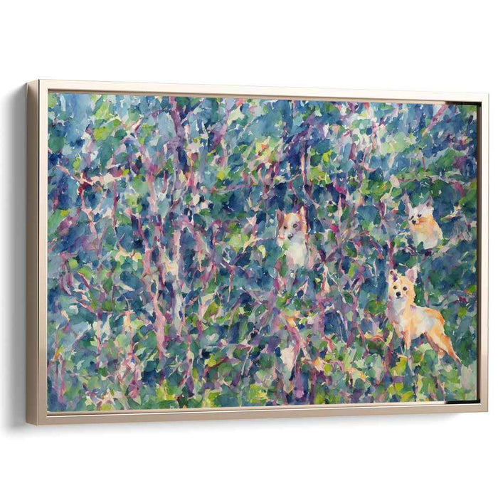 Whimsical Foxes: Enchanted Forest Watercolor Canvas Art Print