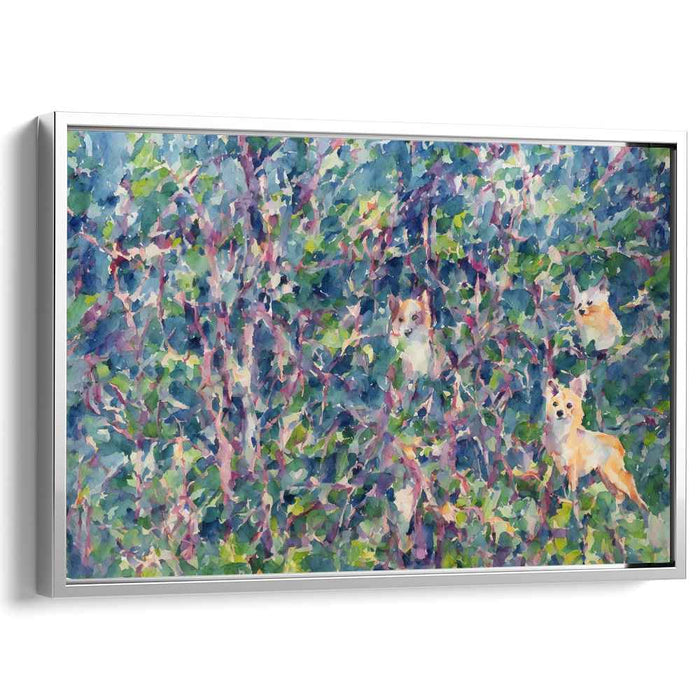 Whimsical Foxes: Enchanted Forest Watercolor Canvas Art Print