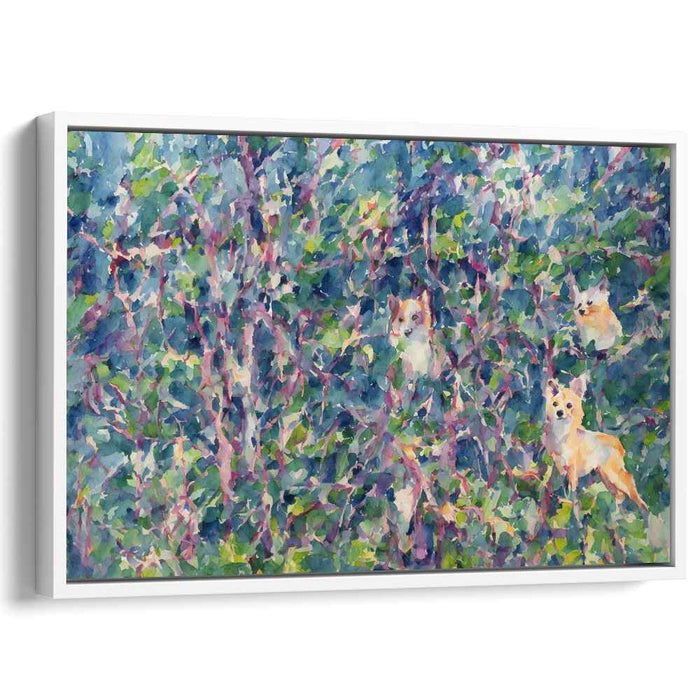 Whimsical Foxes: Enchanted Forest Watercolor Canvas Art Print