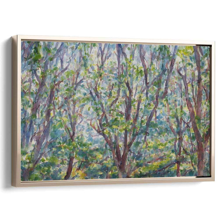 Sunlit Forest Canopy: A Tranquil Impressionist Landscape