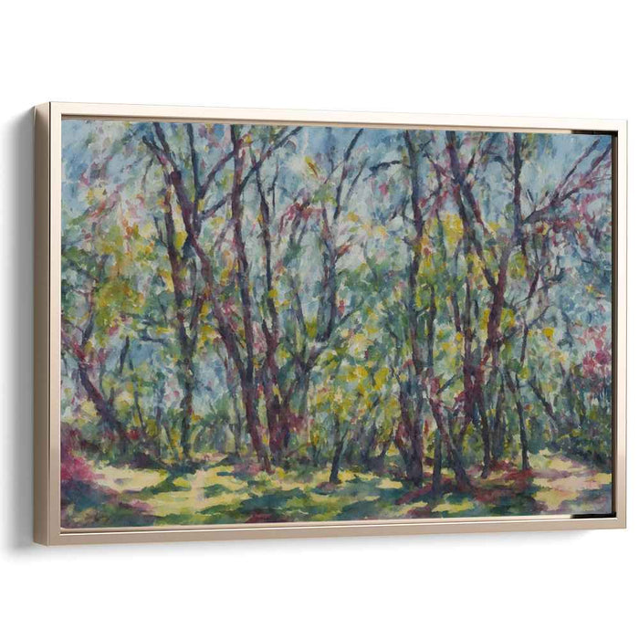 Dappled Shade Symphony: Impressionist Forest Canopy Canvas Art Print
