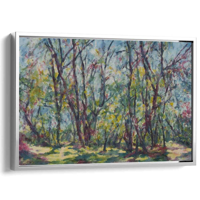 Dappled Shade Symphony: Impressionist Forest Canopy Canvas Art Print
