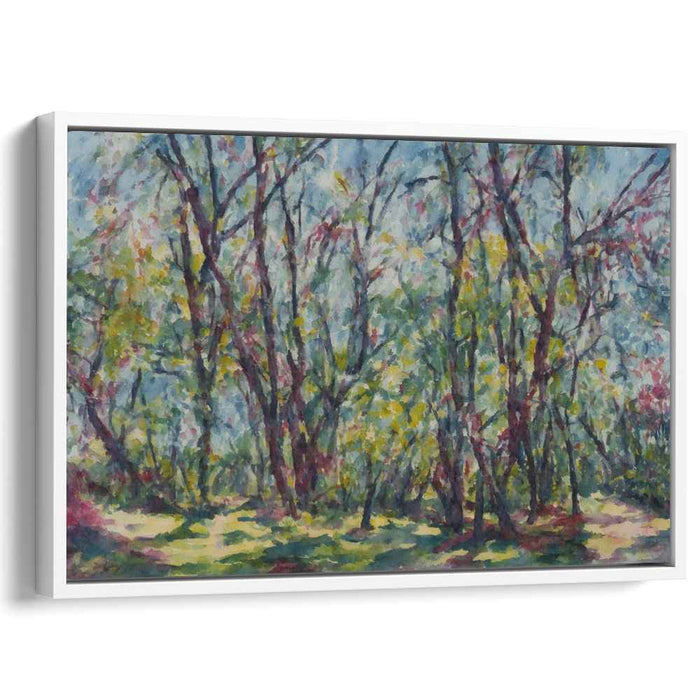 Dappled Shade Symphony: Impressionist Forest Canopy Canvas Art Print