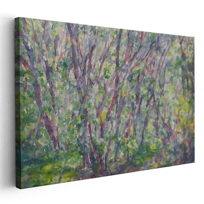 Whispers In The Woodlands: Pointillist Forest Canvas Art Print