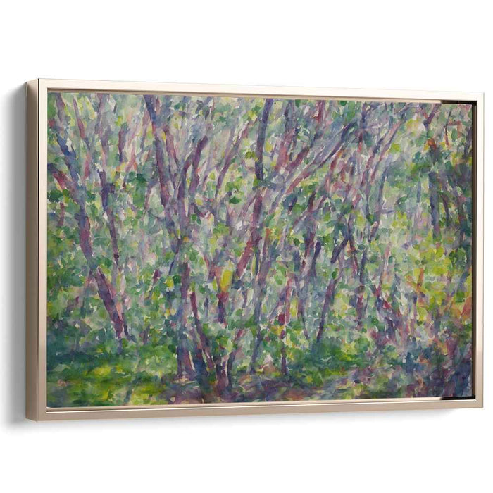 Whispers In The Woodlands: Pointillist Forest Canvas Art Print