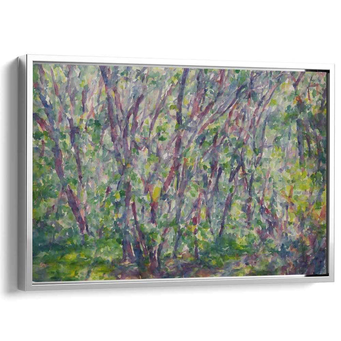 Whispers In The Woodlands: Pointillist Forest Canvas Art Print