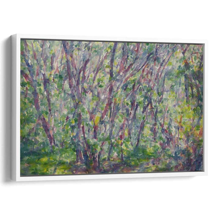 Whispers In The Woodlands: Pointillist Forest Canvas Art Print