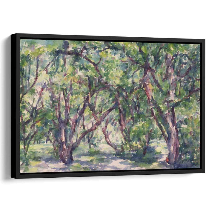 Vivid Arboreal Ripples: Impressionist Forest Watercolor Landscape