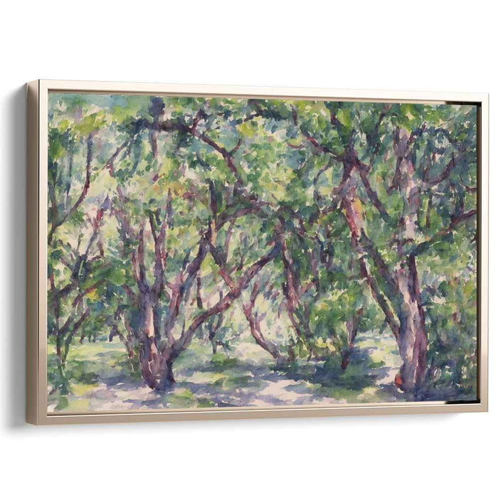 Vivid Arboreal Ripples: Impressionist Forest Watercolor Landscape