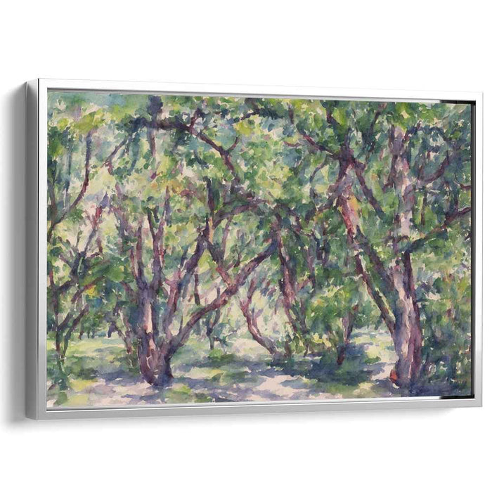 Vivid Arboreal Ripples: Impressionist Forest Watercolor Landscape