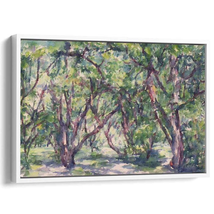 Vivid Arboreal Ripples: Impressionist Forest Watercolor Landscape