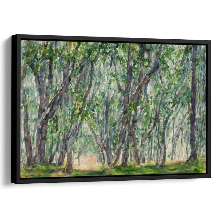 Tranquil Woods Aquarelle View: Serene Forest Watercolor Landscape
