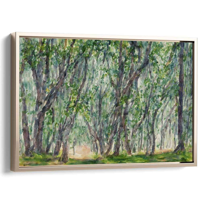 Tranquil Woods Aquarelle View: Serene Forest Watercolor Landscape