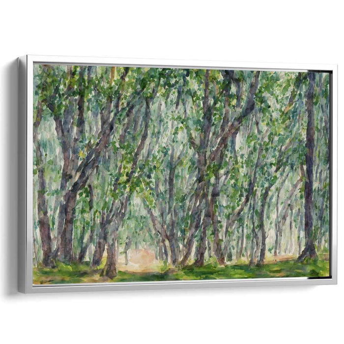 Tranquil Woods Aquarelle View: Serene Forest Watercolor Landscape