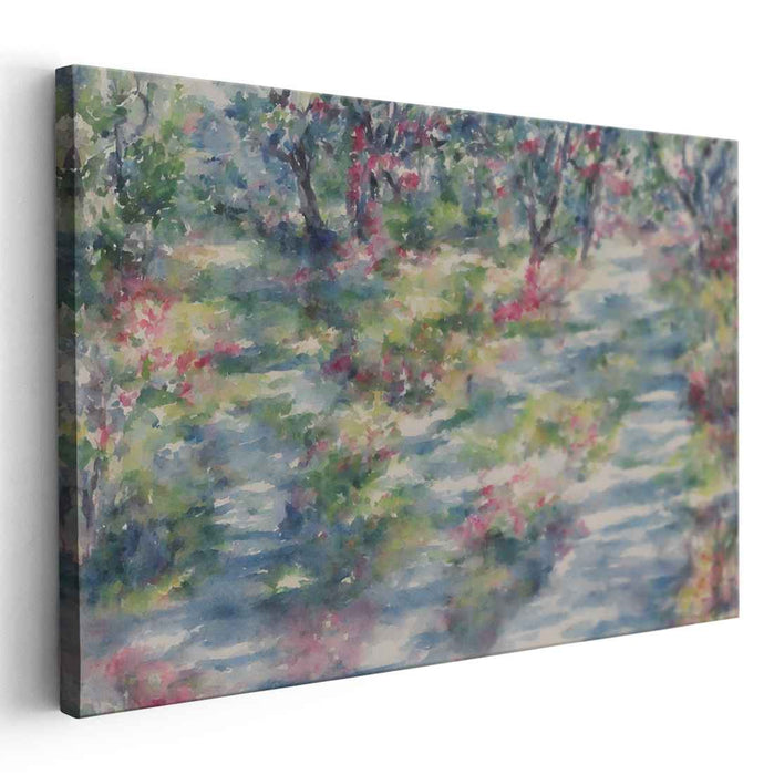 Sunlit Forest Floor: Impressionist Landscape Canvas Art