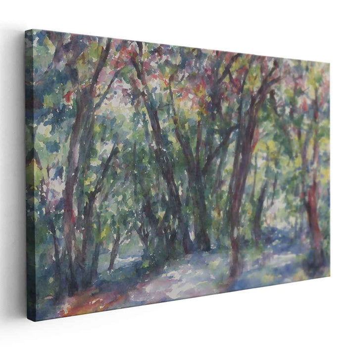 Tranquil Forest Reverie: A Serene Watercolor Forestscape