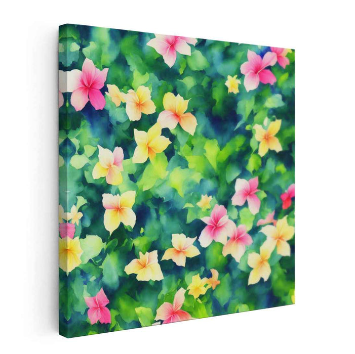 Watercolor Hibiscus Elegance: Lush Watercolor Hibiscus Canvas Art