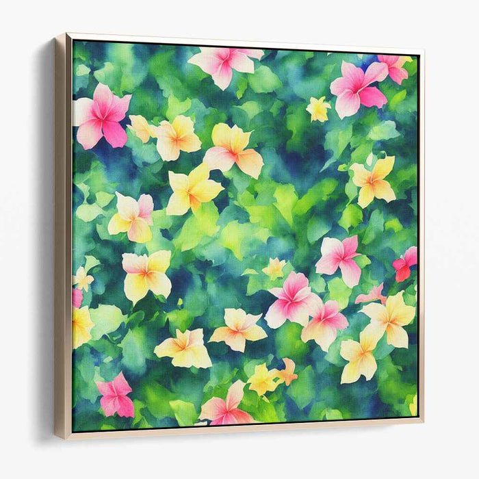 Watercolor Hibiscus Elegance: Lush Watercolor Hibiscus Canvas Art