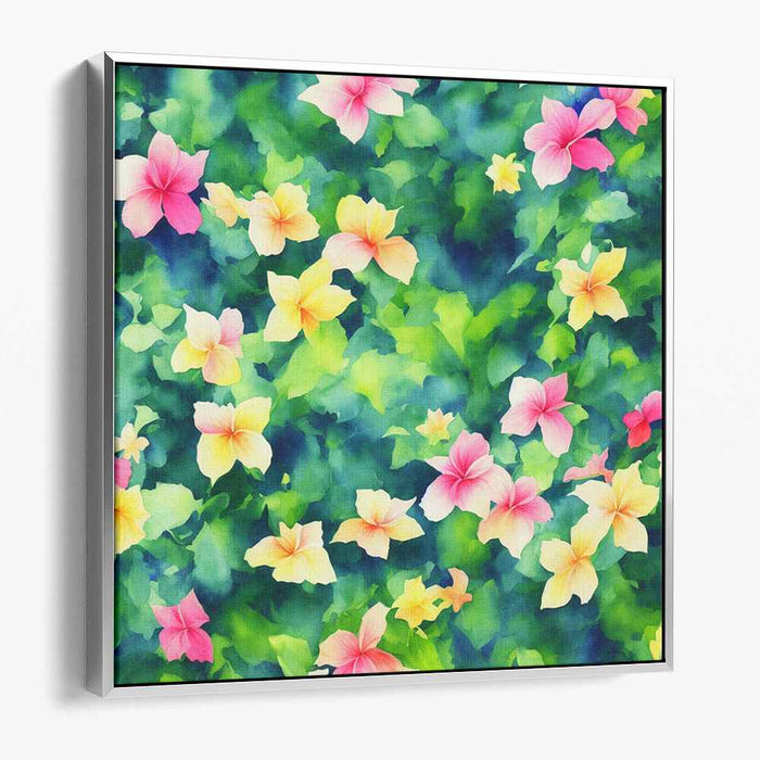 Watercolor Hibiscus Elegance: Lush Watercolor Hibiscus Canvas Art