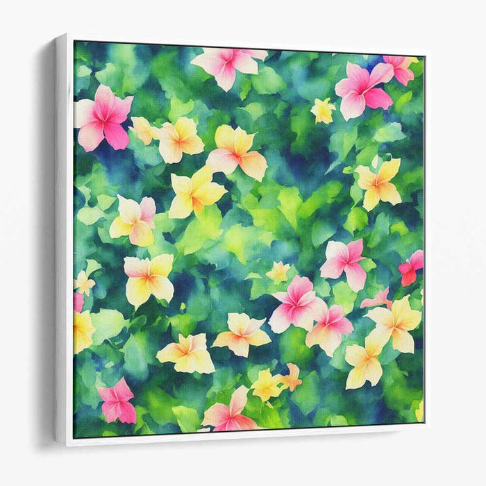 Watercolor Hibiscus Elegance: Lush Watercolor Hibiscus Canvas Art