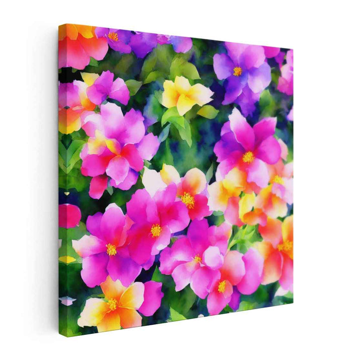 Blossom Whispers Symphony: Vibrant Garden Blooms Canvas Art Print