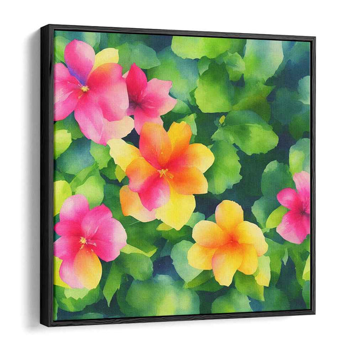 Tropical Mirage Bloom: Tropical Floral Watercolor Canvas Art Print