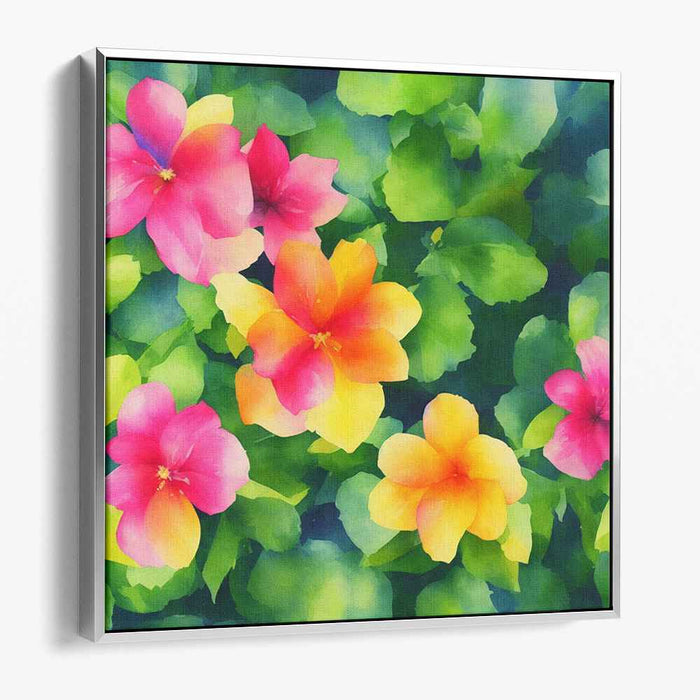 Tropical Mirage Bloom: Tropical Floral Watercolor Canvas Art Print