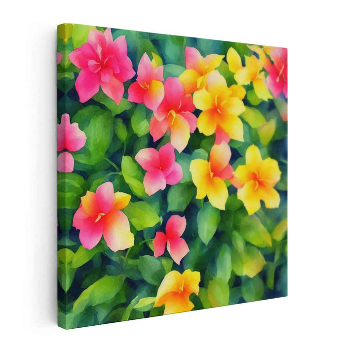 Aquarelle Eden: Lush Watercolor Garden Canvas Art