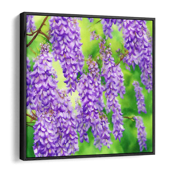 Floral Cascade Illusion: Realistic Wisteria Blossom Canvas Art Print