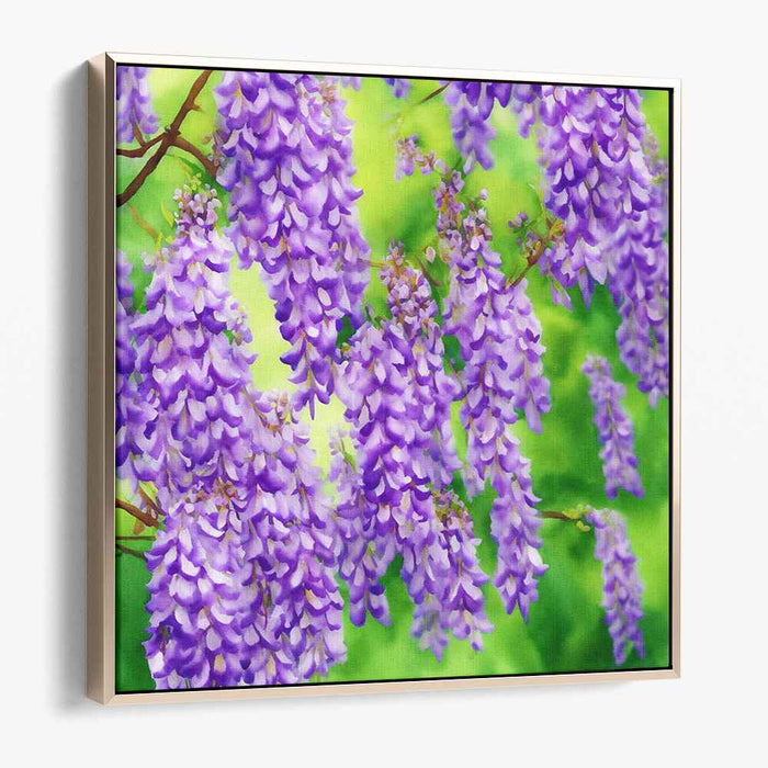 Floral Cascade Illusion: Realistic Wisteria Blossom Canvas Art Print