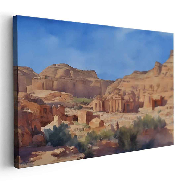 Lost City Echoes: Petra's Ancient Splendor Canvas Art Print