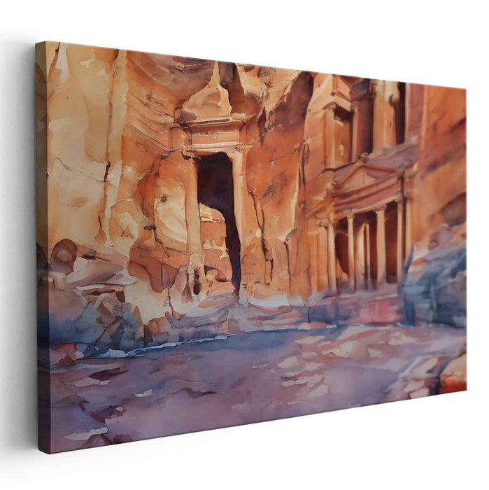 Aqua Mirage Mystique: Watercolor Impressions of Petra's Treasury