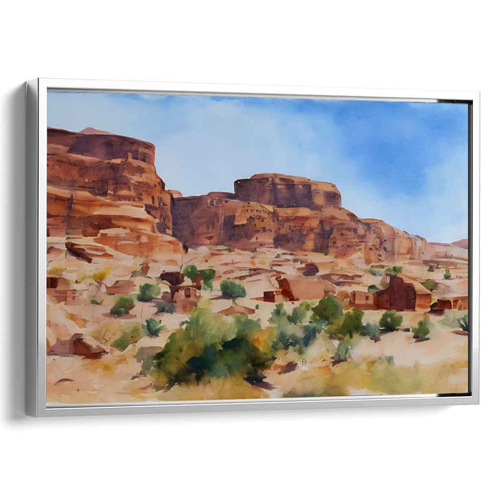 Whispers Of Echoing Canyon: Tranquil Canyon Watercolor Landscape Art Print