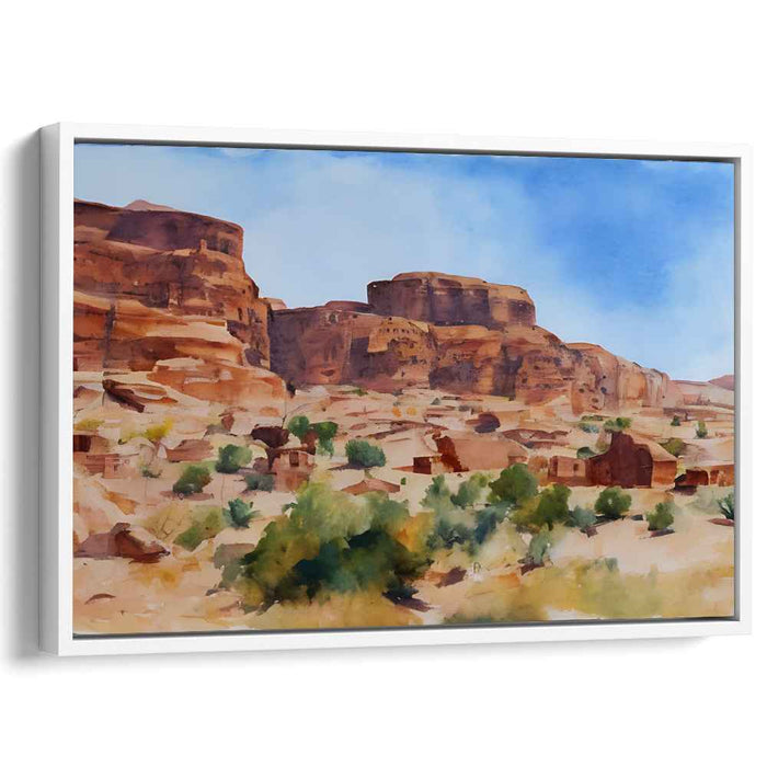 Whispers Of Echoing Canyon: Tranquil Canyon Watercolor Landscape Art Print