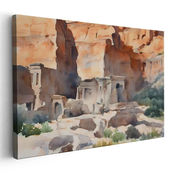 Ethereal Echoes of Serenity: Watercolor Landscape of Timeless Beauty