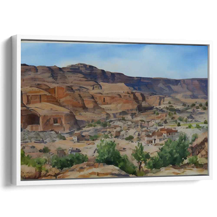 Echoes of Stone Abodes: Watercolor of Ancient Cliff Dwellings